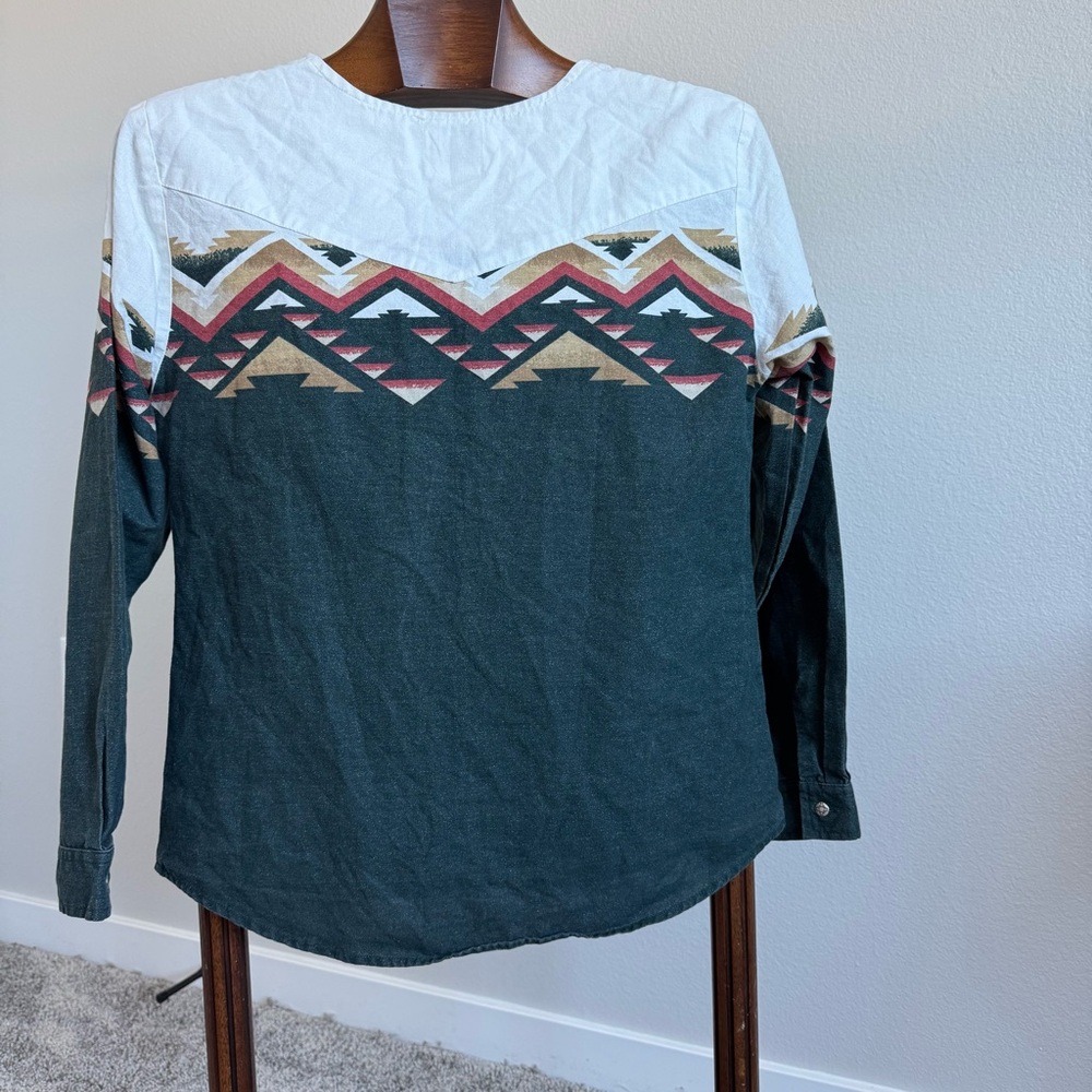 Roper Cowboys’ Turtle Association Western Aztec Snap Shirt – Size M - Picture 9 of 12